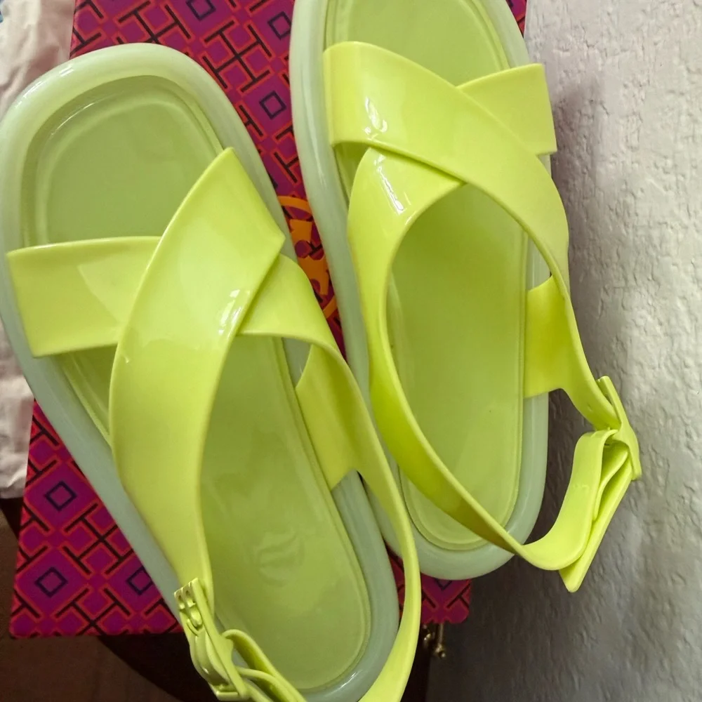 Tory Burch lime sherbet Jelly Crisscross Sandals Sz 8